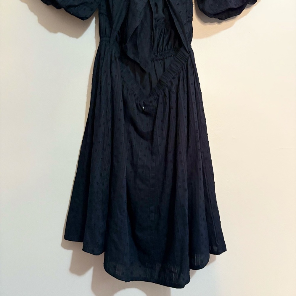 Japna Black Eyelet Cotton Puff Sleeve Open Back Dress – Size Small EUC - Picture 15 of 16